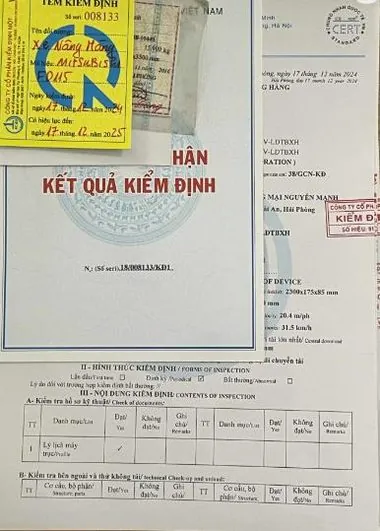 Giấy chứng nhận kết quả kiểm định thiết bị nâng