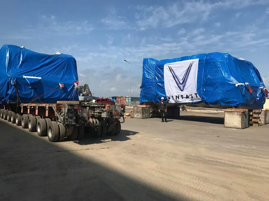 Vận chuyển máy siêu trường trên xe nhiều trục